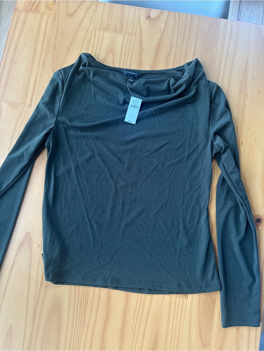 Banana Republic NWT Long-Sleeve Olive Green Cowl Neck Top